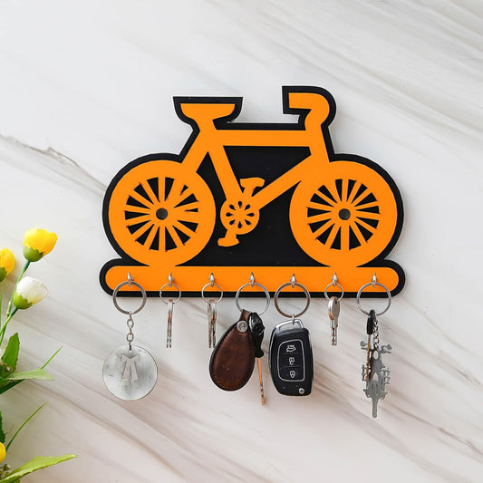 Webelkart Beautiful Cycle Designer Wooden Key Holder for Home/Office Decor- Home Decor Items for Wall,Wall Mounted Key Holder for Home Decor (11" Inches)
