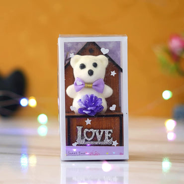 Webelkart® Premium Love Teddy Bear On Wood Stand Gift Box- Valentine Gift for Girlfriend/Boyfriend-Valentine Gift for Couples (Blue)