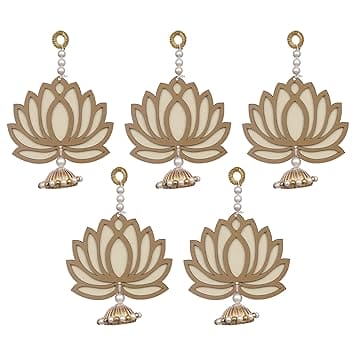 JaipurCrafts  Premium Yellow Lotus Wall Hanging |Lotus Back Drop Hanging Wall Hanging Home and Office Decor (Wood Set of 5) 6" Inches