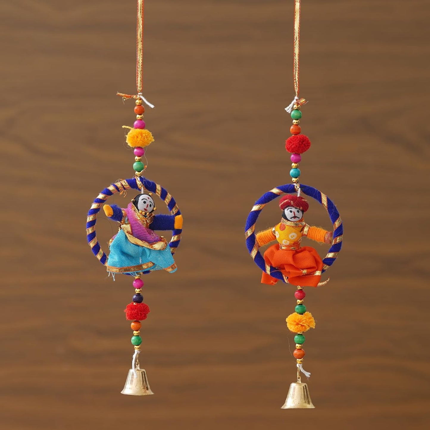 JaipurCrafts Handmade Rajasthani Idol/Door Hangings/Wall Hanging/Home and Office Decor/Home Furnishin Jaipuri Couples (puppetswallhanging-2)