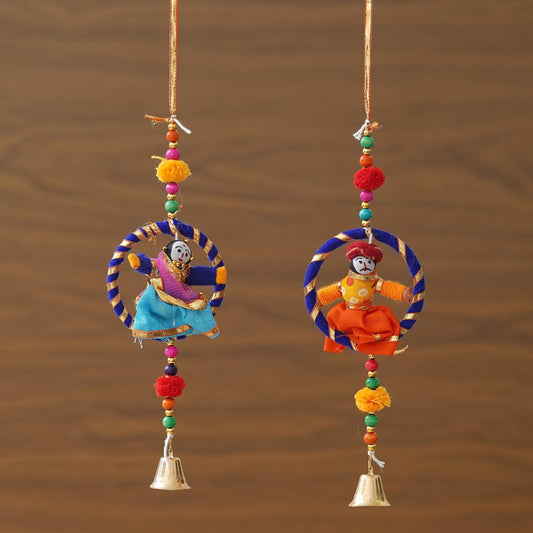 JaipurCrafts Handmade Rajasthani Idol/Door Hangings/Wall Hanging/Home and Office Decor/Home Furnishin Jaipuri Couples (puppetswallhanging-2)