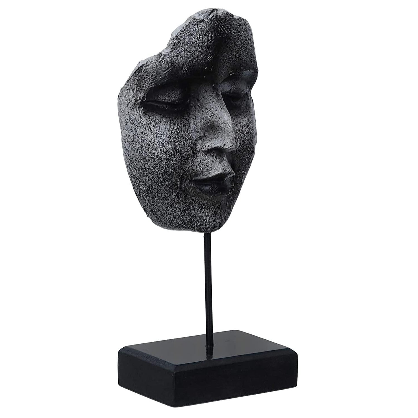 Webelkart Poly Resin Human Face Sculptures Showpieces On Stand Showpiece for Home Decoration Living Room Bedroom Office Décor (Black, 9 Inches)