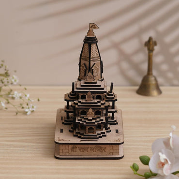 Webelkart Premium Ram Mandir Ayodhya Temple Plywood Mandir Pooja Room Home Decor Office/Home Temple Wooden Ram Mandir (7" Inches) Brown Color