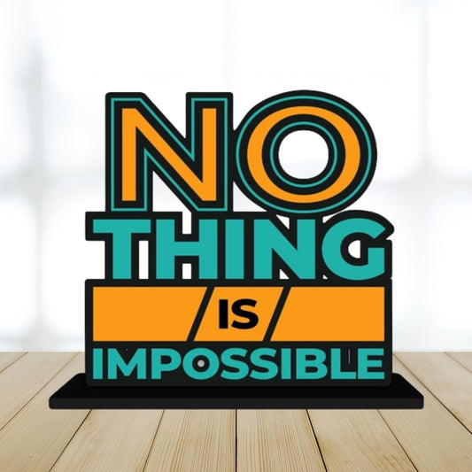 JaipurCrafts Wooden Nothing is Impossible Motivational Quotes Table Decoration for Office Desk | Home Decor Item | Living Room | Modern Art Wood Showpiece Gift Items