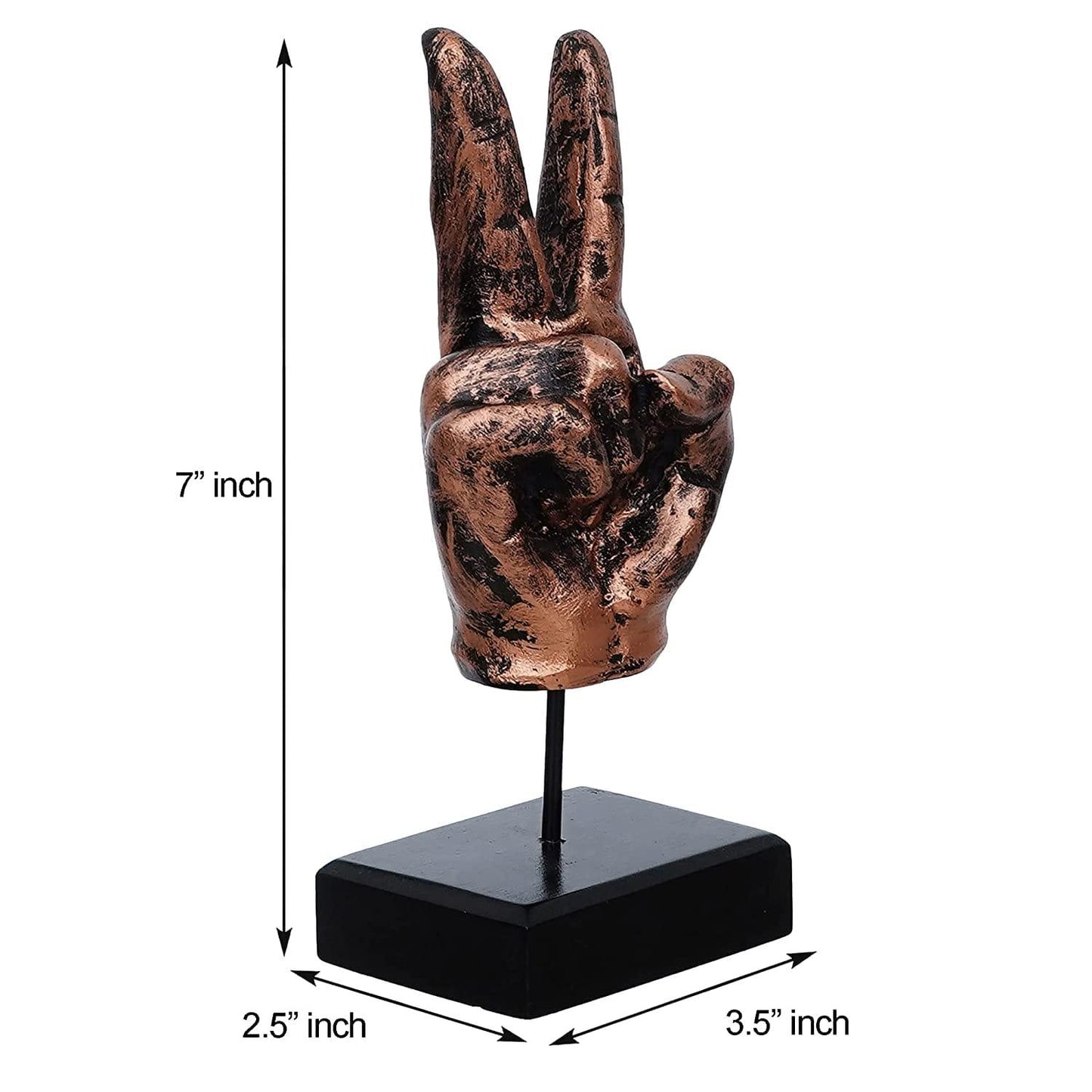 Webelkart Polyresin Modern Hand Gesture Desk Statues Human Finger Polyresin Showpiece Statue On Iron Stand