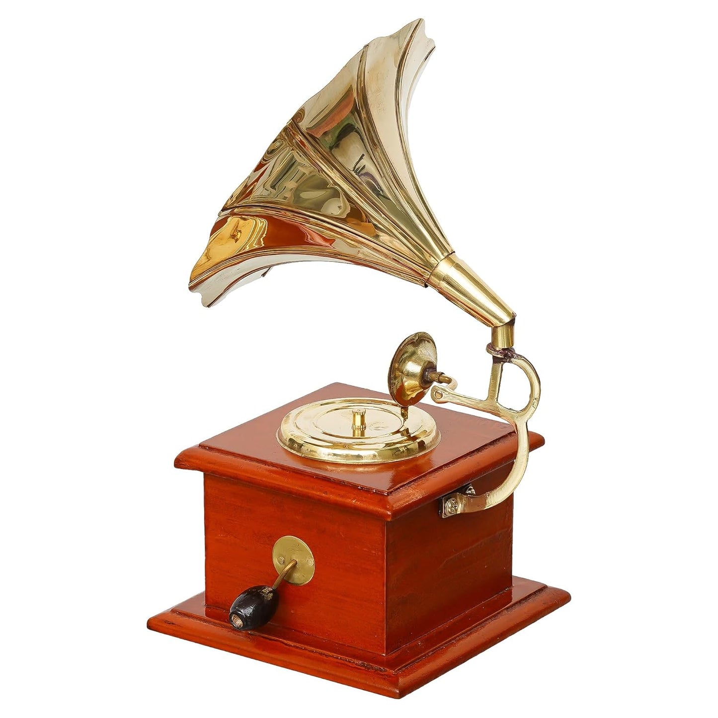 JaipurCrafts Premium Handicrafts Brass Sparkle Gramophone Showpiece for Home and Office Decor| Gift Item for Living Room - Table Decor Item (9.5" Inches Brown)