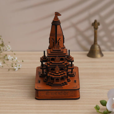 Webelkart Premium Ram Mandir Ayodhya Temple Plywood Mandir Pooja Room Home Decor Office/Home Temple Wooden (7" Inches) Wood Color