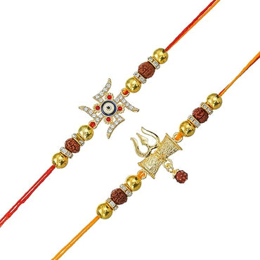 Webelkart Combo of 2 Rakhi for Brother Bhabhi With Cute Shree Ram Idol For Car Dashboard,Rakhi for Bhaiya and Bhabhi With Greeting Card and Roli Chawal
