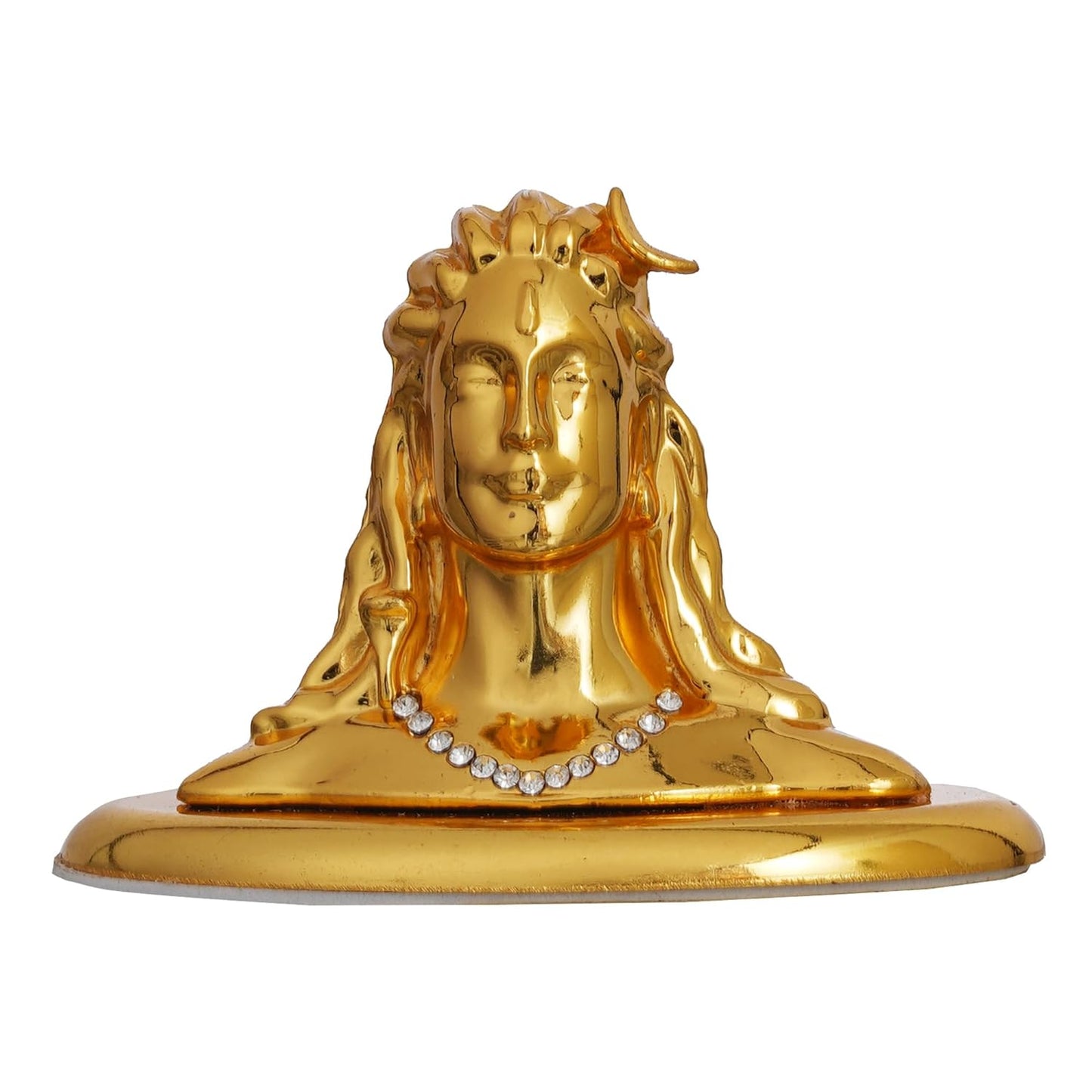 Webelkart Premium Metal Adiyogi Shiva Statue for Home and Car Dashboard (Self Adhesive, 2.5 in) (Gold)
