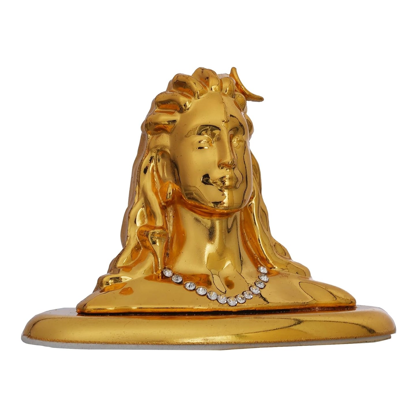 Webelkart Premium Metal Adiyogi Shiva Statue for Home and Car Dashboard (Self Adhesive, 2.5 in) (Gold)