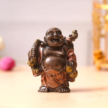 JaipurCrafts Premium Feng Shui Laughing Buddha Showpiece for HomeOffice Decor Buddha Showpiece (3.74" Inches Multicolor)