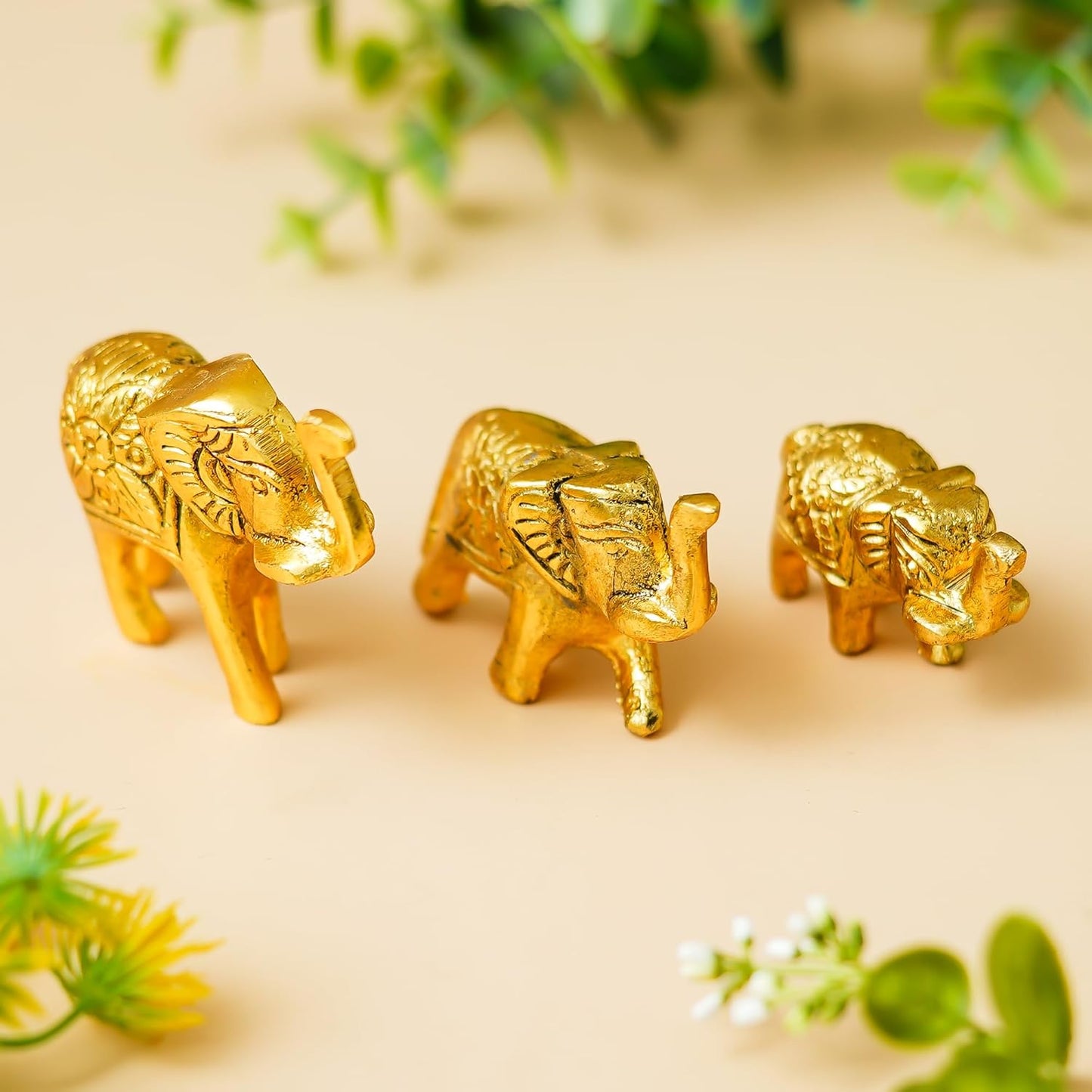 Webelkart Premium Set of 3 Elephant Family Statue Showpiece for Home Decor, Animal Figurines for Office |Table & Gift Article,Fengshui Vastu Lucky Decorative Items