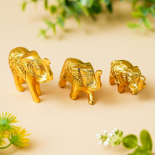 Webelkart Premium Set of 3 Elephant Family Statue Showpiece for Home Decor, Animal Figurines for Office |Table & Gift Article,Fengshui Vastu Lucky Decorative Items