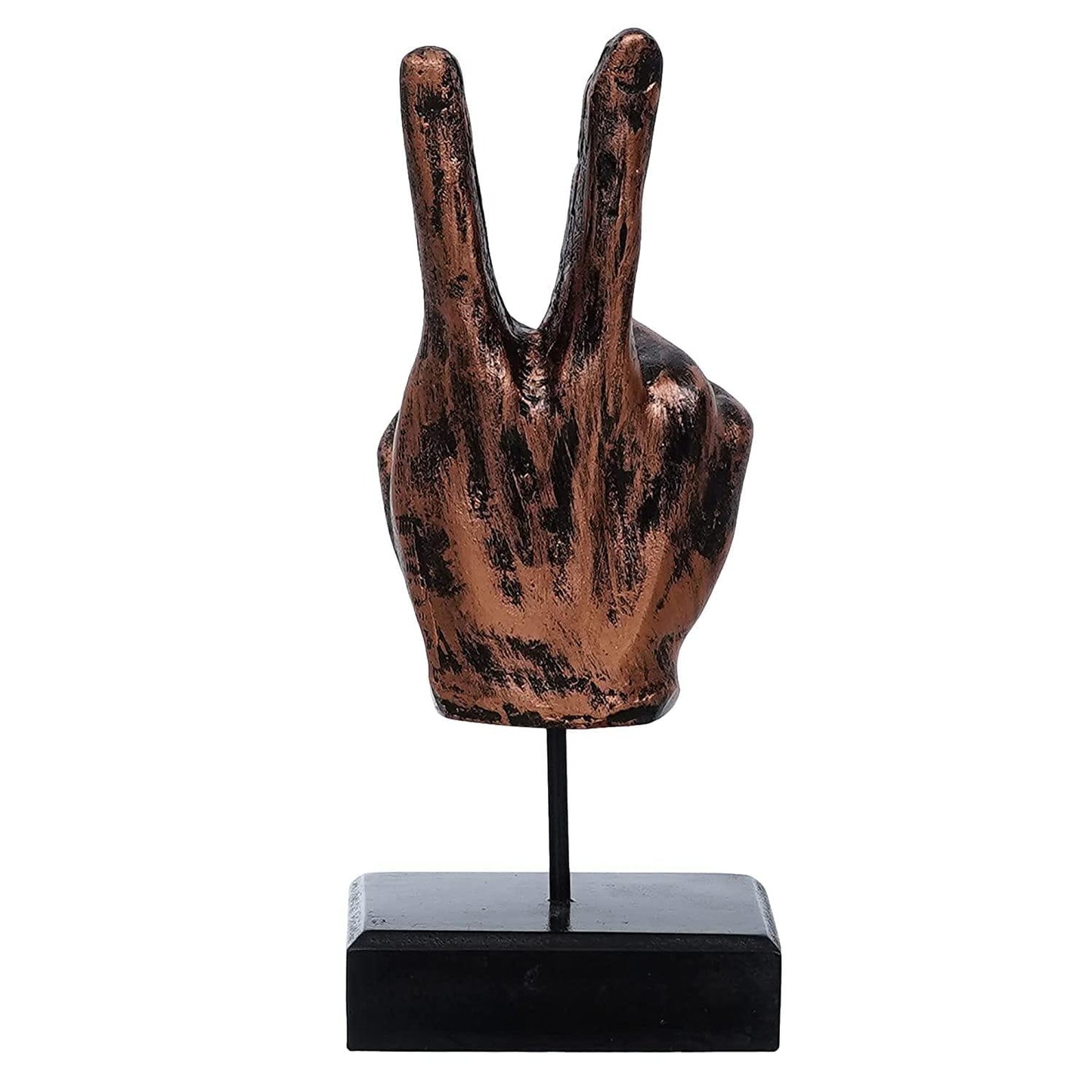 Webelkart Polyresin Modern Hand Gesture Desk Statues Human Finger Polyresin Showpiece Statue On Iron Stand