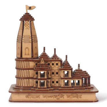 Webelkart Premium Ram Mandir Ayodhya Shree Janmbhumi Temple Wooden Temple Beautiful Plywood Mandir Pooja Room Home Decor Office/Home Temple (5" Inches)