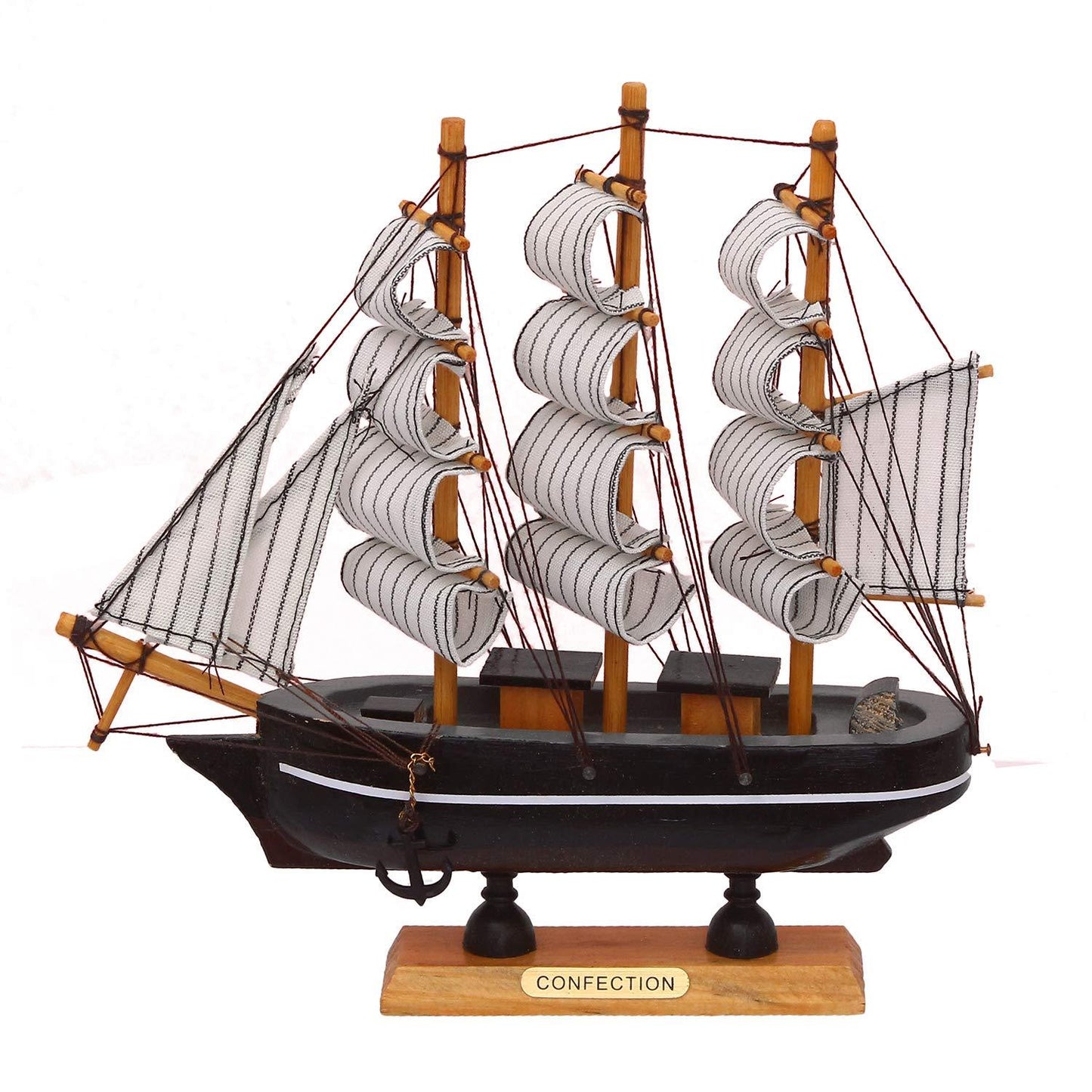 JaipurCrafts Wood, Paper Antique Lucky Decorative Sailing Ship Showpiece, 24 CM, Multicolour, 1 Piece