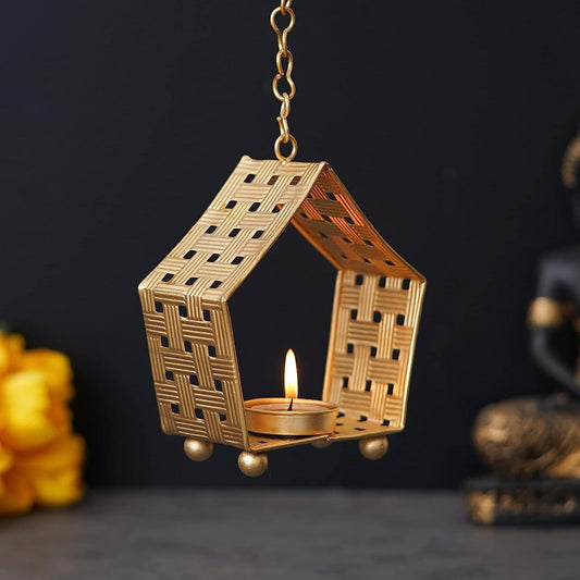 JaipurCrafts Premum Tree Shape Wall Decorative Hanging Metal Tealight Candle Holder for Balcony Living Room - Candle Holder for Diwali and Christmas Decorations