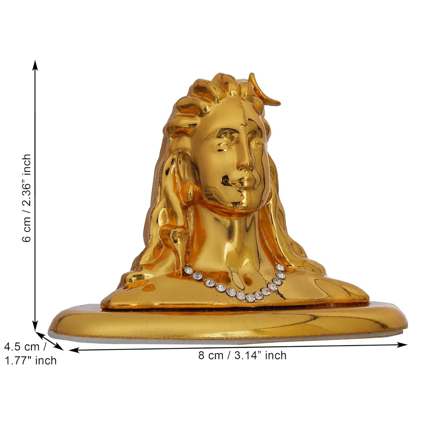 Webelkart Premium Metal Adiyogi Shiva Statue for Home and Car Dashboard (Self Adhesive, 2.5 in) (Gold)