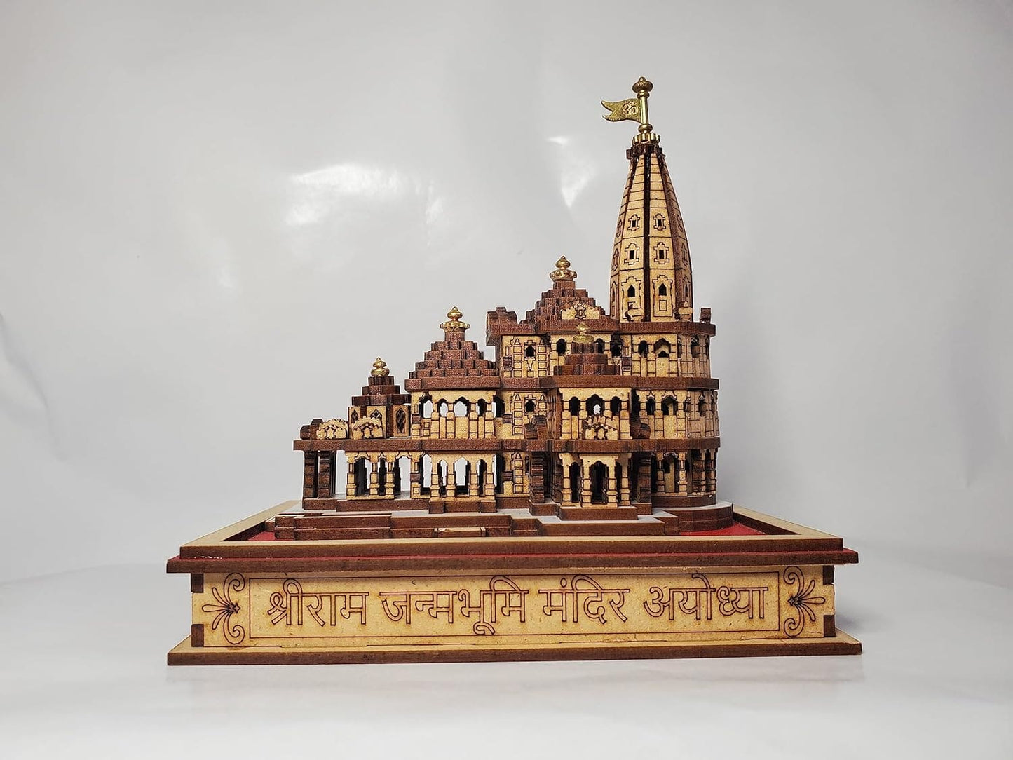 Webelkart Premium Ram Mandir Ayodhya Wooden Temple Beautiful Plywood Mandir Pooja Room Home Decor Office/Home Temple (7" Inches)
