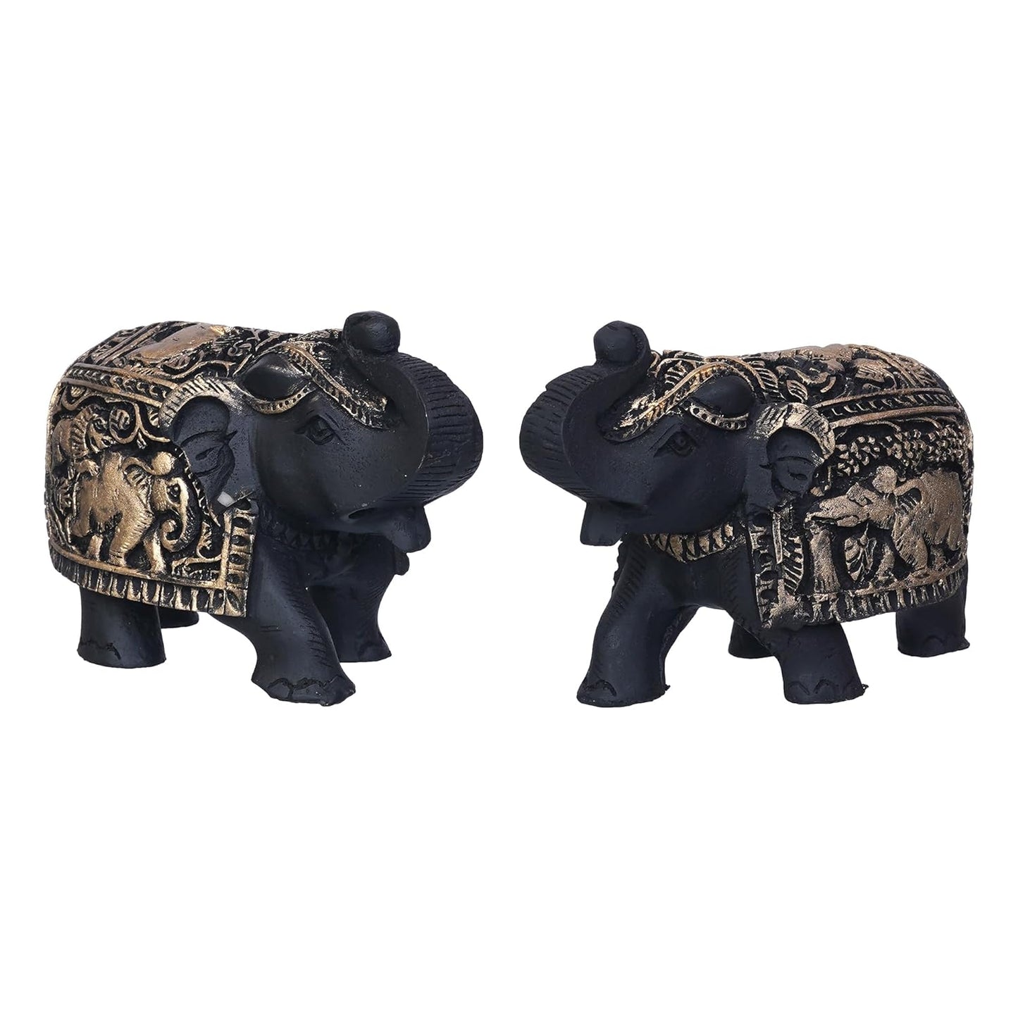 Webelkart Premium Set of 2 Resin Elephant tusks Statues, Animal Figurines Decorative Showpieces for Home Decor|Table & Gift Article,Animal Decorative Showpiece (6.30" Inches)