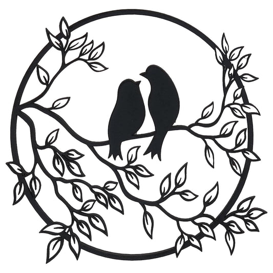 Webelkart® Premium Laser Cut Wooden Tree With sparrow Wall Hanging for Wall Decor, Home Decor, Christmas Dec0or- 7 Inch (Wood, Black) Wall Sculptures