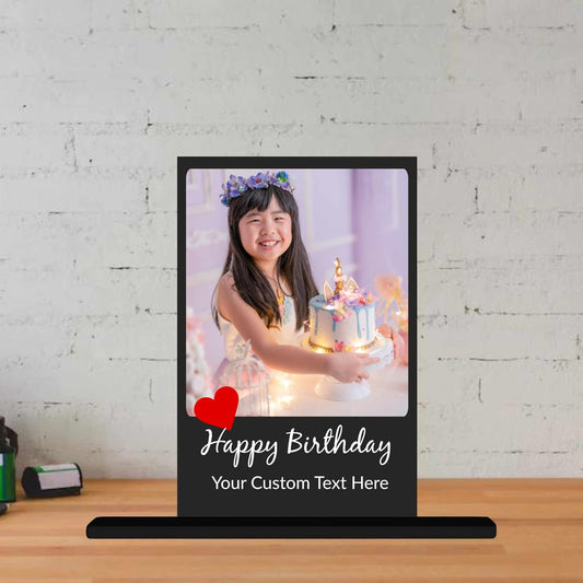 JaipurCrafts  Customised Acrylic Printed Happy Birthday Table Plaque with table stand Personalised with Name, Decoration/Gift For Family/Friend/Girlfriend/Boyfriend 4 X 6 Inches