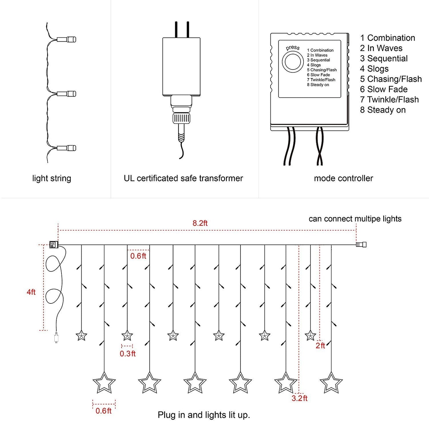 Star curtain LED light