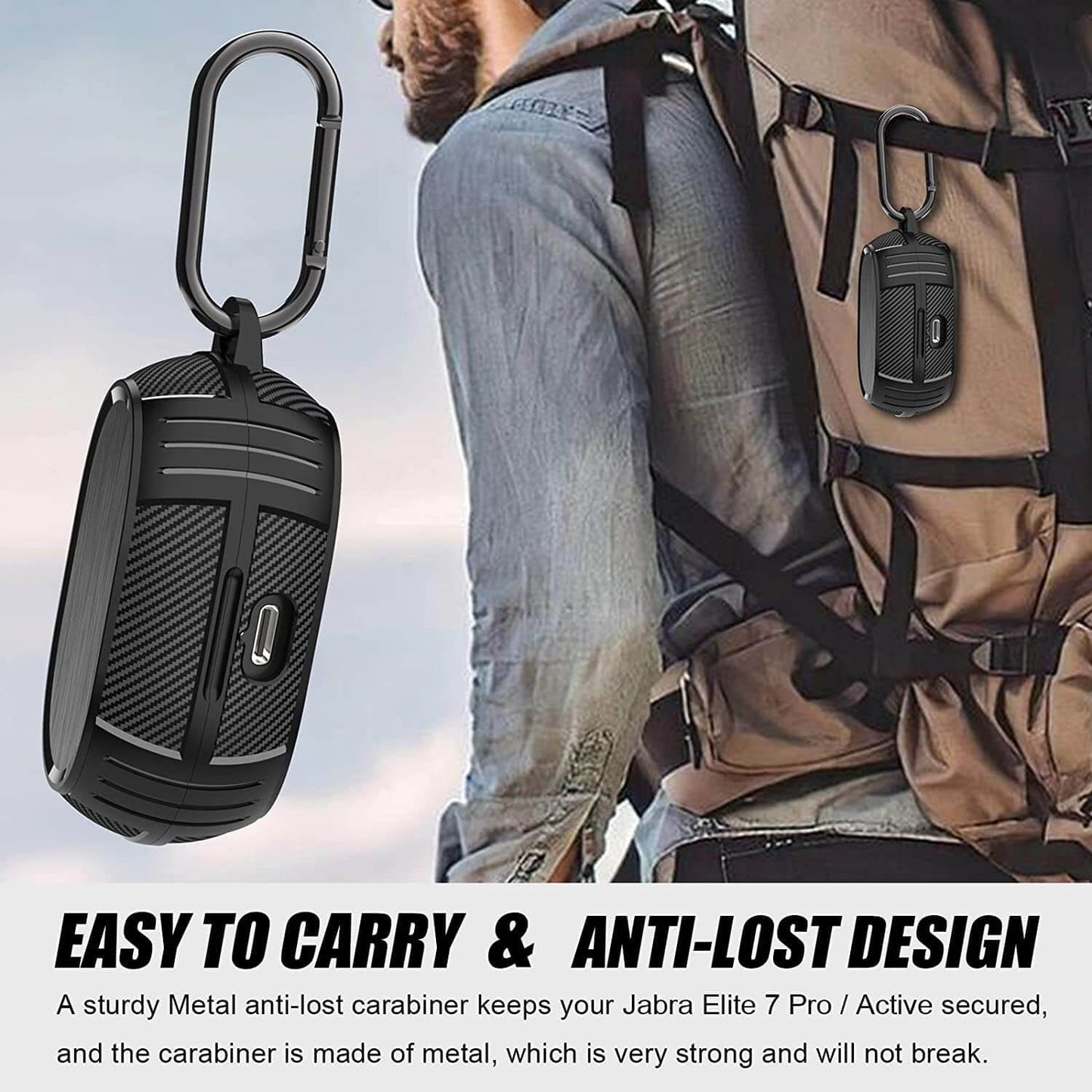 Zitel Case for Jabra Elite 7 Pro Earbuds / Elite 7 Active Case - Black
