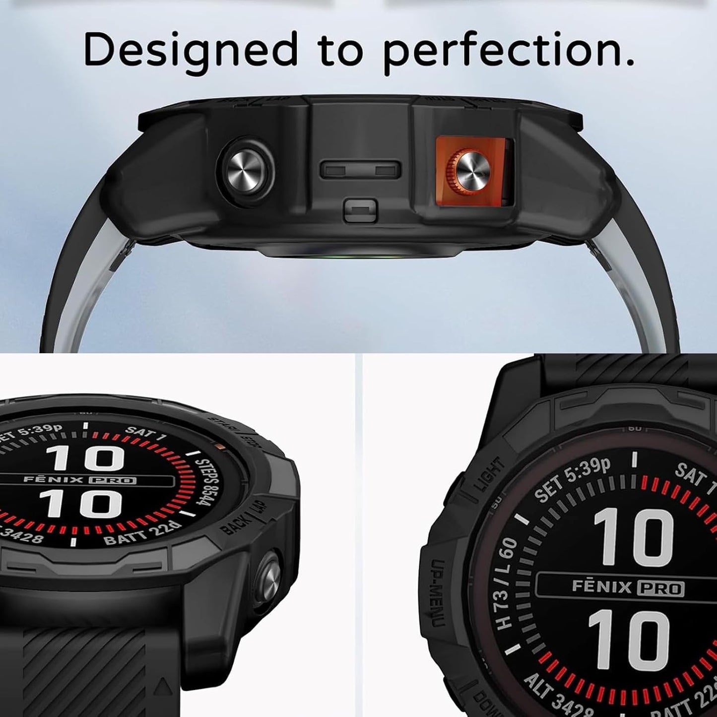 Zitel Case for Garmin Epix Pro 47mm, Fenix 7 Pro, Fenix 7 Bumper Cover - Black