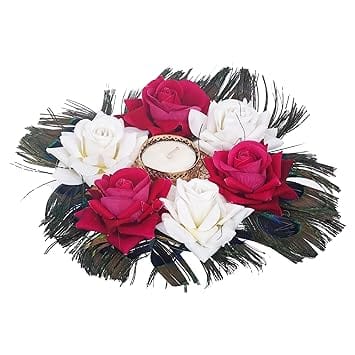 JaipurCrafts  Premium Rose Candles Artificial Pack of 7 Tealight Candle Holder for Home Decor Diwali Candles for Decoration| Diwali diyas for Decoration| Diwali Gifting Items (Pack of 7, 8.x 4 Inches)