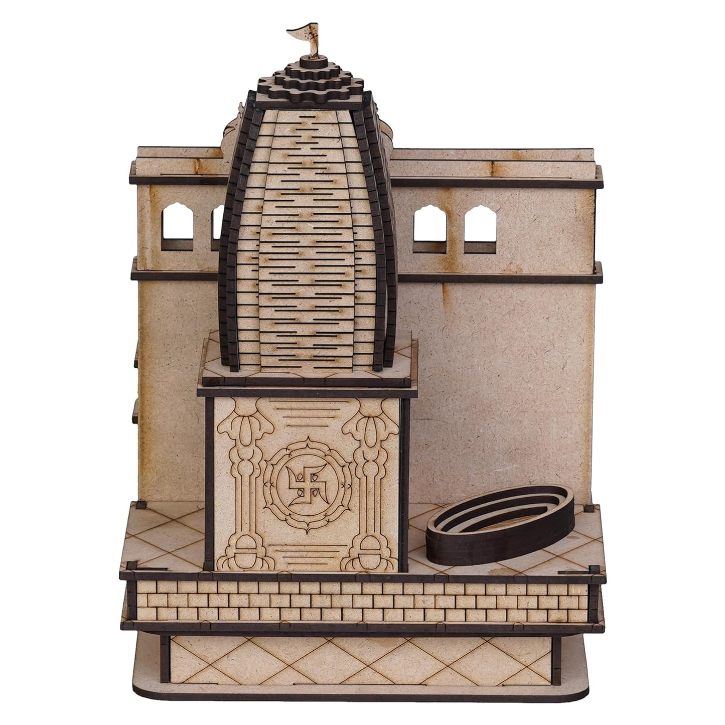 Webelkart Premium Khatu Shyam Ji Wooden Temple for Home Decoration car Dashboard Wooden Temple for Office - Khatu Shyam Mandir Model (8.66" Inches) (Brown Finish)