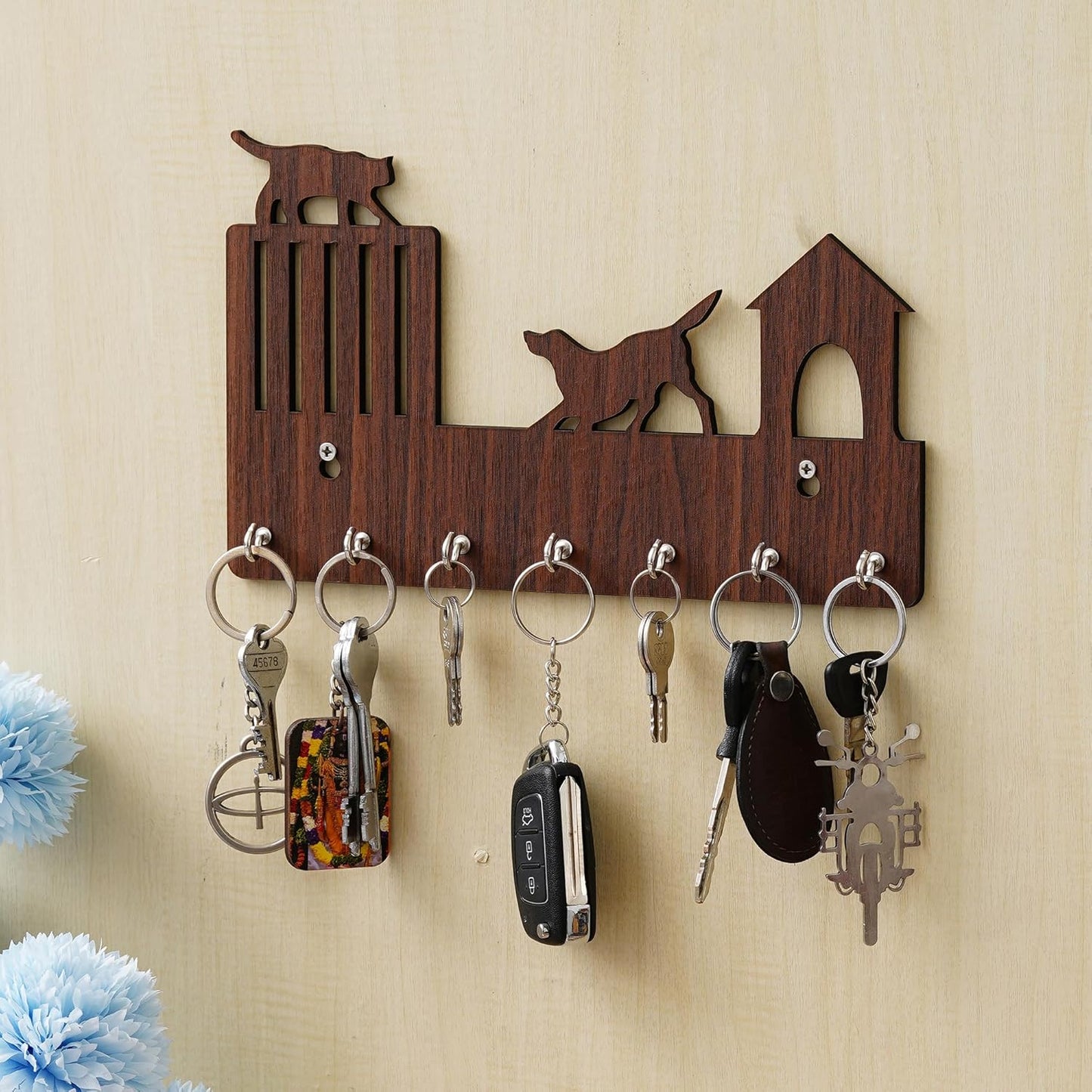 JaipurCrafts Customised Cat Designer Wooden Key Chain Holder for Home and Living Room Decor| Key Holder for Home Decor Key Stand