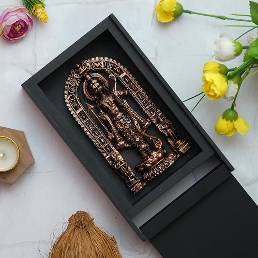JaipurCrafts Premium Lord Ayodhya Ram Murti Showpiece | Ram ji ki Murti Lalla Statue in Ayodhya Mandir for Home and Office Decor (9.5" Inches Color-Black and Copper) Shree Ram Ji Ki Murti