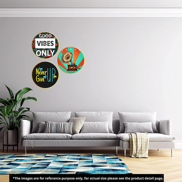 Webelkart Set of 3 Motivational Retro MDF Board UV Textured Painting for Wall, Office, Study Room Decoration Paintings , Size - 15.50 x 15.50 INCH