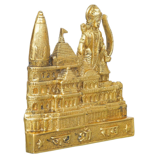 Webelkart Premium Ram Mandir Ayodhya Metal Temple Beautiful Mandir Pooja Room Home Decor Office/Home Temple (Size-8") Gold
