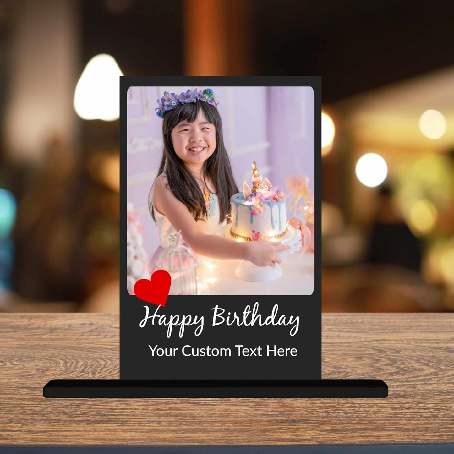 JaipurCrafts  Customised Acrylic Printed Happy Birthday Table Plaque with table stand Personalised with Name, Decoration/Gift For Family/Friend/Girlfriend/Boyfriend 4 X 6 Inches