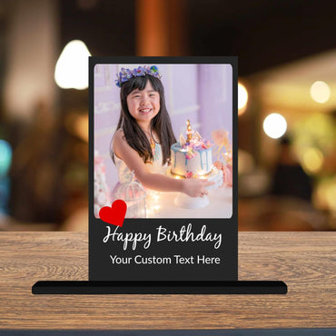 JaipurCrafts  Customised Acrylic Printed Happy Birthday Table Plaque with table stand Personalised with Name, Decoration/Gift For Family/Friend/Girlfriend/Boyfriend 4 X 6 Inches