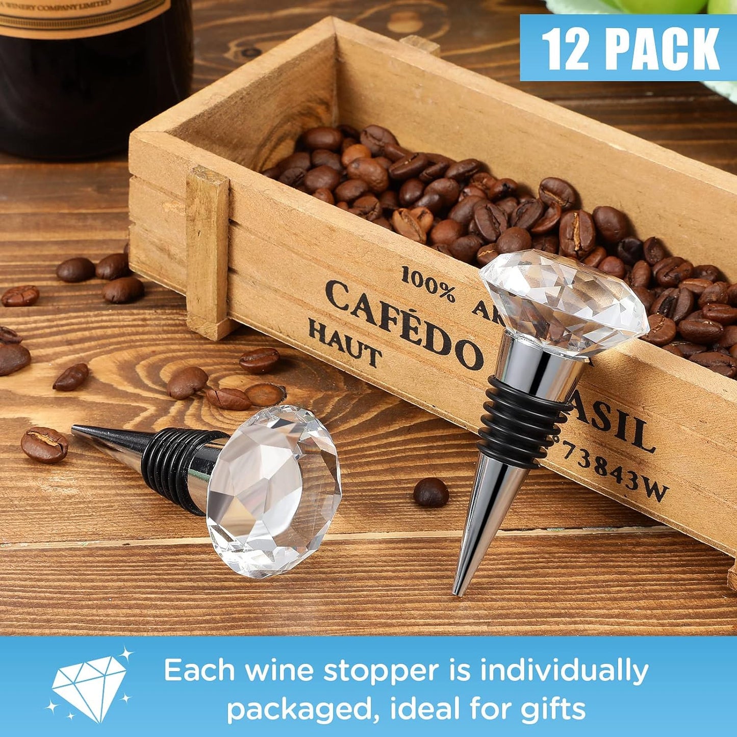 Wine Stoppers, Decorative Crystal Diamond Wine Bottle