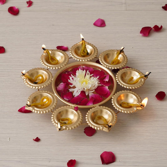 JaipurCrafts Diya Shape Flower Decorative Urli Bowl for Home Decor Bowl for Floating Flowers and Tea Light Candles Home,Office and Table Decor| Diwali Decoration Items