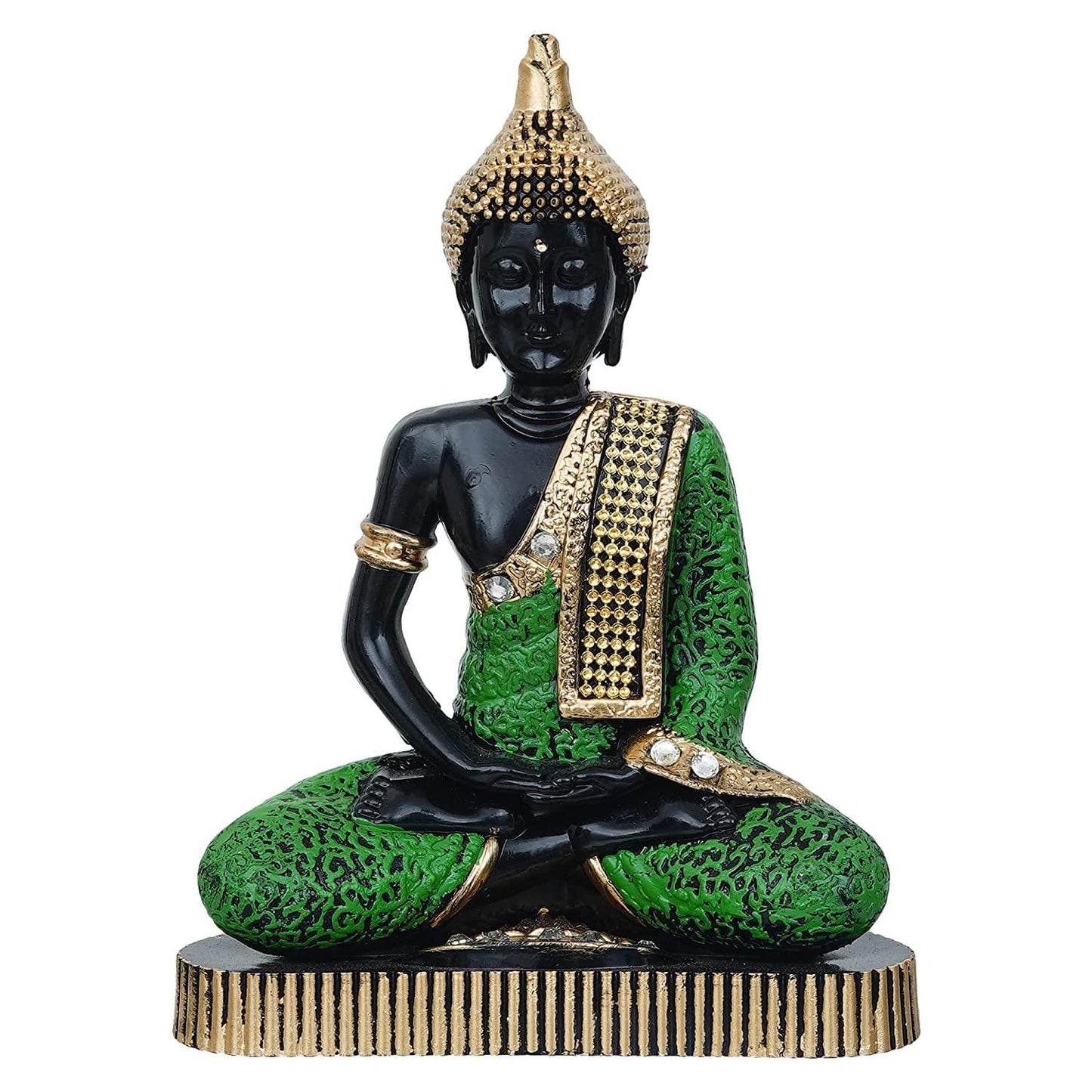 Webelkart Premium Meditating Sitting Gautam Buddha Idol Statue Showpiece for Home/Office Decor/Living Room Decor (8.5 Inches, Plastic) (Green)