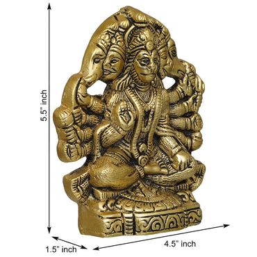 JaipurCrafts Premium Metal PanchMukhi Hanuman Idol Statue for Home and Pooja Decor (Gold, 5.5 Inches)