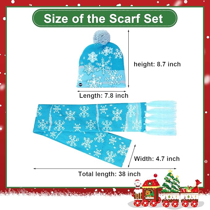 Snowflick LED hat & Scarf, Christmas Light Up
