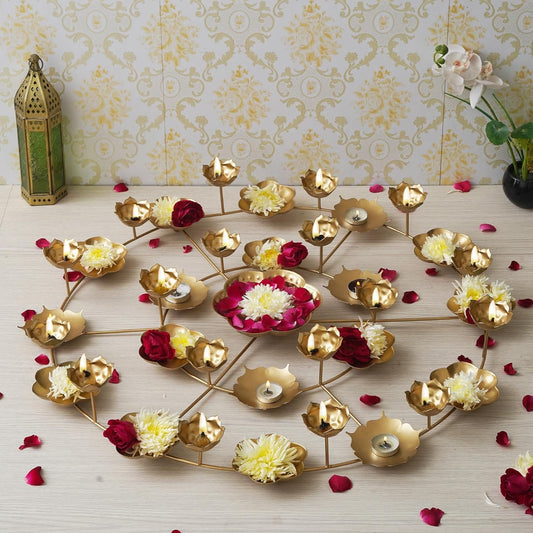 JaipurCrafts Decorative Rangoli Stand Handcrafted Diya for Diwali Decorationfor Bowl for Floating Flowers and Tea Light Candles Home and Table Decor| Urli Bowl for Home Decor