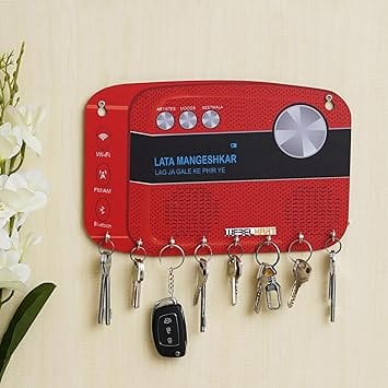 JaipurCrafts  Premium Saregama Carva Designer Key Chain Hanging Board/Wall Hanging Key Holder for Home and Office Decor (8 Hooks- Red)