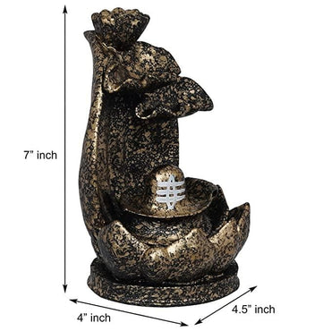 Webelkart Polyresin Shivling Backflow Smoke Incense Holder/Smoke Fountain for Home with Free10 Scented Incense Cones| Shiva Smoke Fountain | Shivling for Home Puja (Black,Gold 7 Inches)