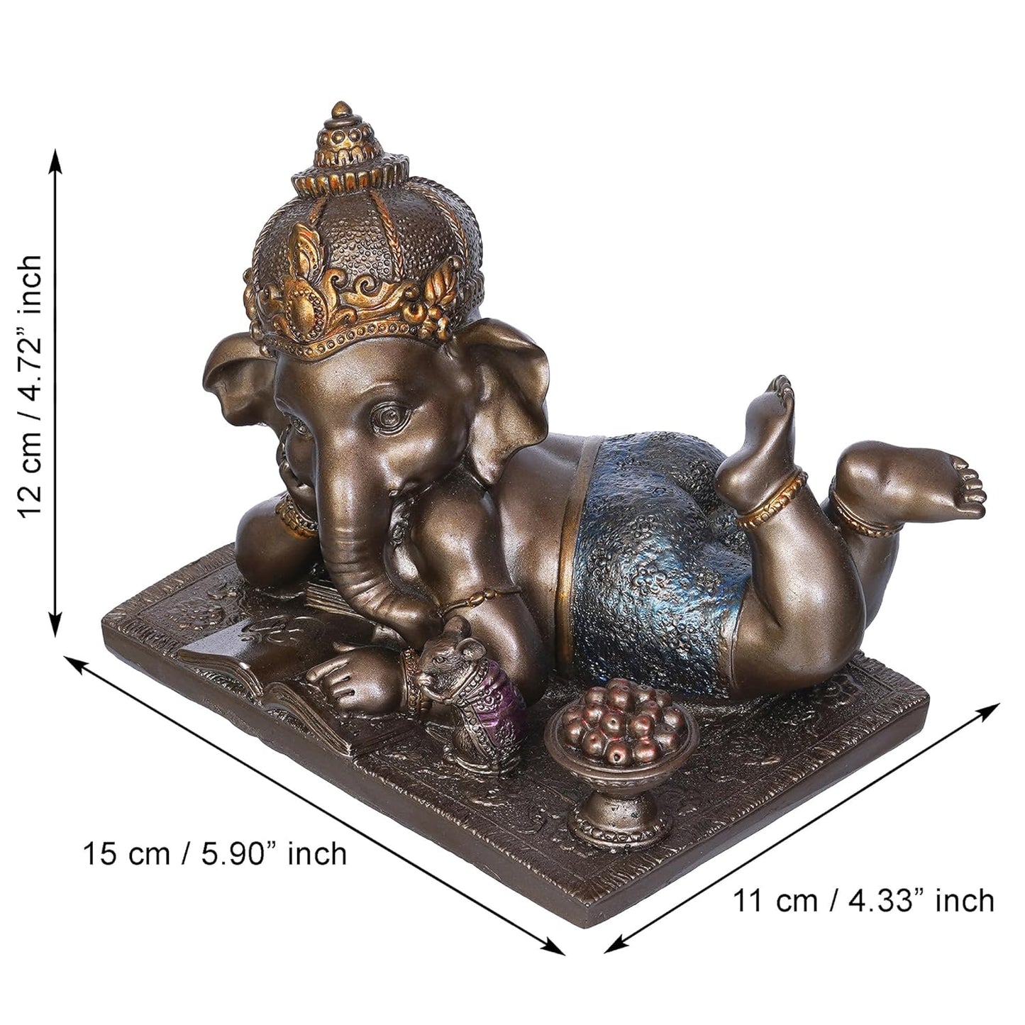 Webelkart Polyresin Book Reading Ganesha murti for Home,Ganesha Idol Statue Showpiece |Decoration Items for Home Decor|Table Decorative Gifts(6" Inches)