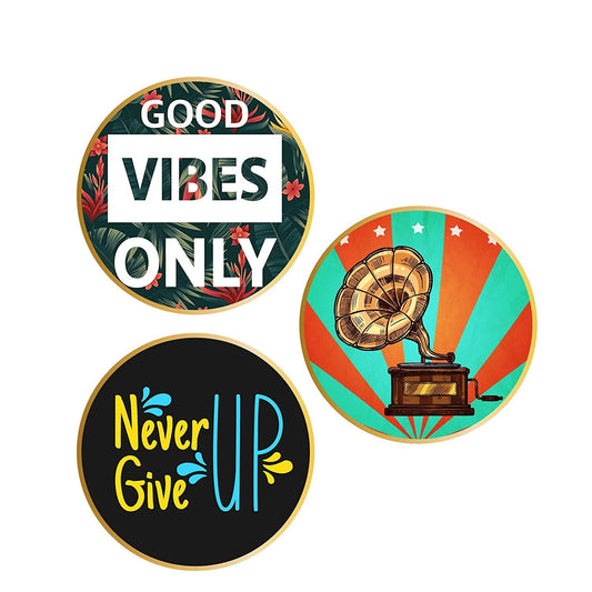 Webelkart Set of 3 Motivational Retro MDF Board UV Textured Painting for Wall, Office, Study Room Decoration Paintings , Size - 15.50 x 15.50 INCH