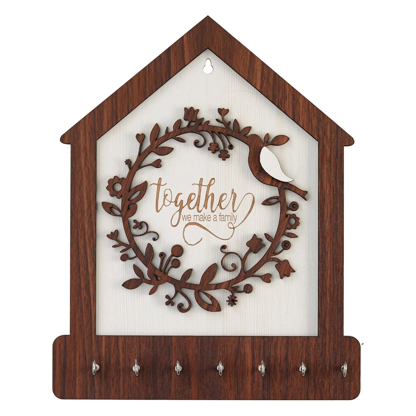 Webelkart Premium Family Designer Wooden Key Holder for Home/Office Decor, Key Holder for Wall Decor/Key Chain for Home Decor (12" inches)