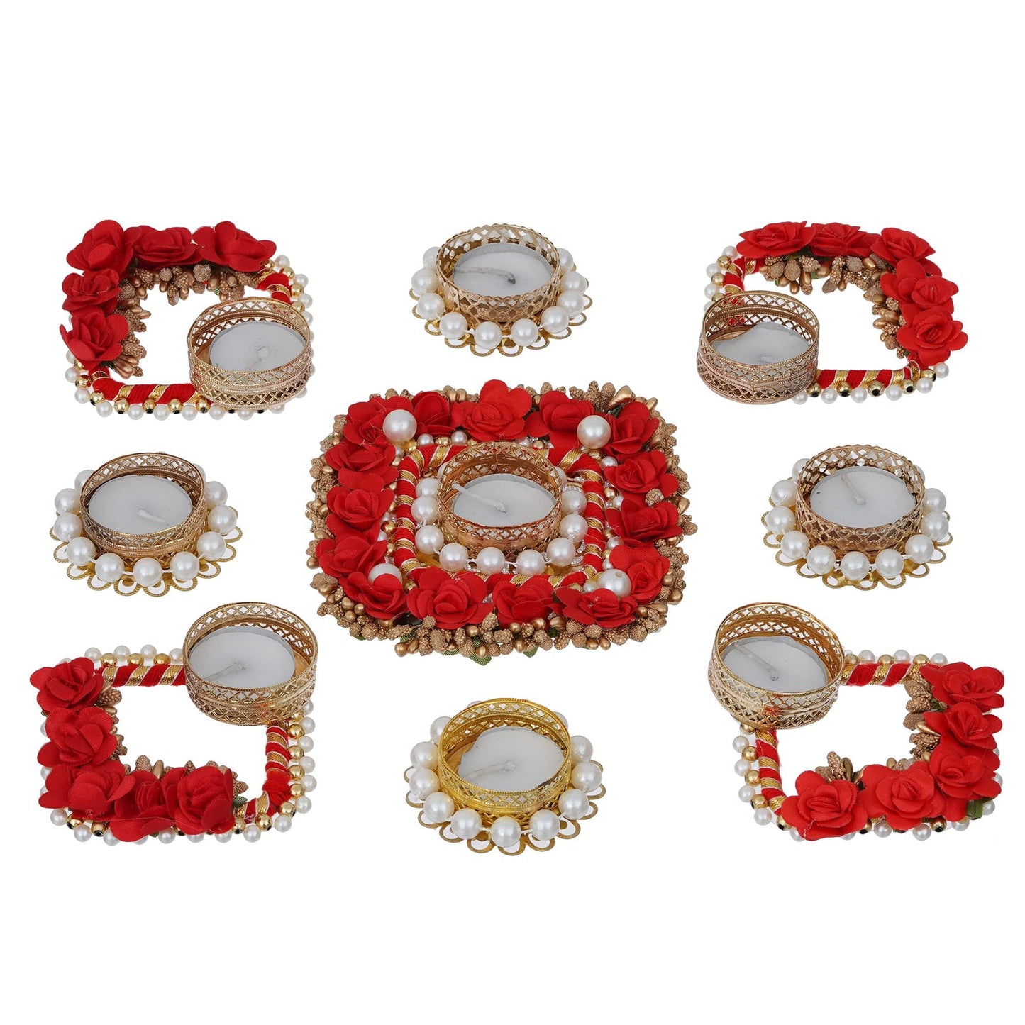 Webelkart Premium Set of 5 Tealight Candle Holder for Home Decor, Mosaic Glass, Balcony Decoration Items Outdoor, Balcony Decor,Candle Stand,Flowers ( Pack of 5, 5 X 4 Inches)