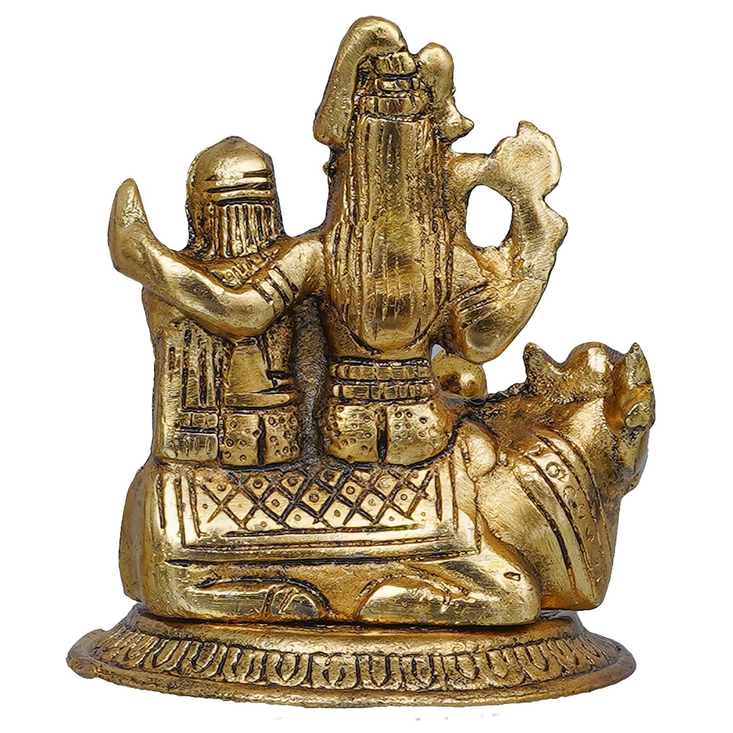 JaipurCrafts Premium Metal Shiv Parivar  - 4 Inches (Metal, Gold)